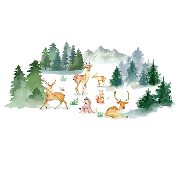 PVC Wall Stickers, Wall Decoration, Mountain & Forest, 960x320mm, 2 style, 1 sheet/style, 2 sheets/set