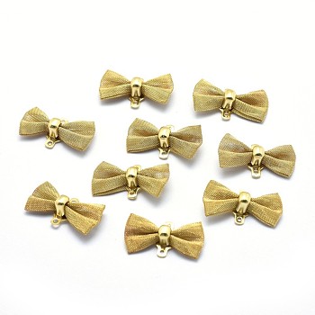 Eco-Friendly Brass Links, Lead Free & Cadmium Free & Nickel Free, Bowknot, Real 18K Gold Plated, 9x18x5mm, Hole: 0.8mm