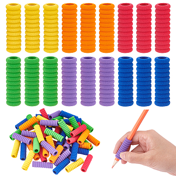 60Pcs 6 Colors Plastic Pencil Grips for Kids, Mixed Color, 38x12mm, Hole: 7mm, 10pcs/color