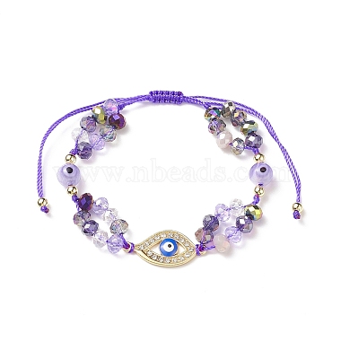 7Pcs 7 Color Lampwork Evil Eye & Glass Braided Bead Bracelets Set(BJEW-JB08907)-6