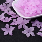 Translucent Acrylic Beads, Frosted, Flower Bead Caps, Violet, 29x27x8mm, Hole: 2mm, about 515pcs/500g(FACR-5335-6)