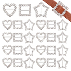 AHADEMAKER 60Pcs 3 Style Alloy Crystal Rhinestone Shoe Decoration, Tri Glide Slide Buckles, Star/Square/Heart, Silver, 16~20.5x16~21.5x2~2.5mm, Hole: 8~11x2~5.5mm, 20pcs/style(FIND-GA0002-81)