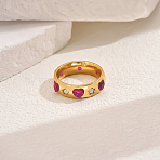 Heart Brass Micro Pave Cubic Zirconia Finger Rings for Women, Golden, US Size 6(16.5mm)(MC1356-1)