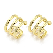 Brass Multi Lines Cuff Earrings, Non Piercing Earrings, Real 18K Gold Plated, 12x9x12.5mm(EJEW-I300-06G)