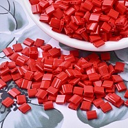 MIYUKI TILA Beads, Japanese Seed Beads, 2-Hole, (TL408) Opaque Red, 5x5x1.9mm, Hole: 0.8mm, about 118pcs/10g(X-SEED-J020-TL0408)