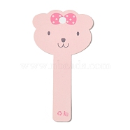 Cardboard Hair Clip Display Cards, Bear, Pink, 9.5x5x0.04cm, Hole: 6mm(CDIS-A006-02)