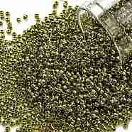TOHO Round Seed Beads, Japanese Seed Beads, (991) Gilt Lined Peridot, 11/0, 2.2mm, Hole: 0.8mm, about 50000pcs/pound(SEED-TR11-0991)