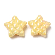 Opaque Acrylic Beads, AB Color Plated, Star, Champagne Yellow, 19.5x19.5x9mm, Hole: 3.5mm(MACR-D074-03A)