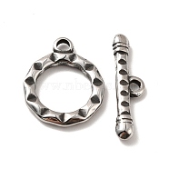 316 Stainless Steel Toggle Clasps, Ring, Antique Silver, Ring: 19.5x16x2mm, Hole: 2mm, Bar: 6x23x3mm, Hole: 2mm(STAS-A060-02AS)