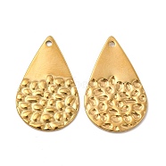 Ion Plating(IP) 304 Stainless Steel Pendants, Teardop Charms, Real 18K Gold Plated, 30x17x1mm, Hole: 1.6mm(STAS-A070-31G)