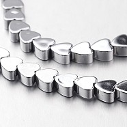Electroplate Non-magnetic Synthetic Hematite Bead Strands, Heart, Silver Plated, 4x4x2mm, Hole: 1mm, about 110pcs/strand, 15.7 inch(X-G-F300-23A-01)