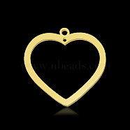 201 Stainless Steel Pendants, Heart, Real 18K Gold Plated, 23x24x1mm, Hole: 1.6mm & 1mm(STAS-N090-LA868-2)