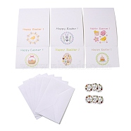 Rectangle Paper Greeting Cards, with Rectangle Envelope and Flat Round Self Adhesive Paper Stickers, Easter Day Wedding Birthday Invitation Card, Easter Theme Pattern, 110x160x1mm(DIY-C025-13)