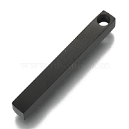 Ion Plating(IP) 304 Stainless Steel Polished Pendant, Bar, Black, 40x5x5mm, Hole: 3mm(STAS-J029-01B)