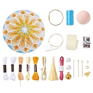 Elecrelive DIY Hand JuQiu & Bowknot Punch Needle Making Kits, Including Foam Balls, Needles, Cotton Thread, Bells, Tassels and Iron Rings, Champagne Yellow, 45mm(DIY-EL0001-06C)