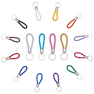 16Pcs 16 Style Imitation Leather Keychain,  with Platinum Plated Iron Findings, Mixed Color, 11~12cm, 1pc/style(KEYC-CP0001-22)