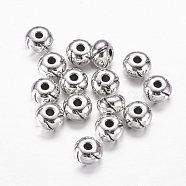 Tibetan Style Alloy Beads, Round, Antique Silver, Lead Free & Cadmium Free & Nickel Free, 5.5x5.5x3.5mm, Hole: 1.5mm(X-LF10945Y-NF)