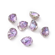 K5 Glass Rhinestone Cabochons, Pointed Back & Back Plated, Faceted, Teardrop, Vitrail Light, 8x6x5mm(RGLA-A025-02A-001VL)
