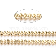 Brass Handmade Cobs Chains, Link Chains, with Spool, Long-Lasting Plated, Unwelded, Leaf, Real 18K Gold Plated, 6x5x2mm, about 32.8 Feet(10m)/roll(CHC-G006-16G)