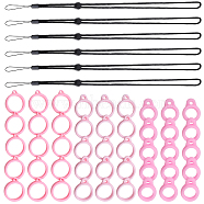6PCS Adjustable Polyester Neck Lanyard, for Pen, Phone, Badge Holder, with 3Style Silicone Pendant, Pink(DIY-GF0008-17B)