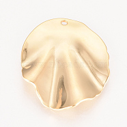 Brass Pendants, Nickel Free, Real 18K Gold Plated, Leaf, 30x25x2.5mm, Hole: 1.5mm(KK-Q735-347G)