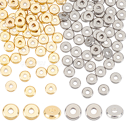 120Pcs 2 Colors 304 Stainless Steel Spacer Beads, Flat Round, Golden & Stainless Steel Color, 4x1.2mm, Hole: 1.2mm, 60pcs/color(STAS-UN0052-32)