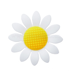Sunflower Food Grade Silicone Beads, Chewing Beads For Teethers, DIY Nursing Necklaces Making, White, 40mm(PW-WG58598-01)