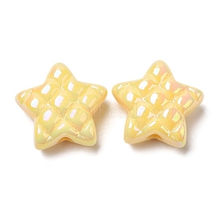 Opaque Acrylic Beads, AB Color Plated, Star, Champagne Yellow, 19.5x19.5x9mm, Hole: 3.5mm(MACR-D074-03A)