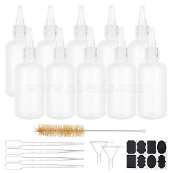 DIY Kit, with Plastic Graduated Glue Bottles, Pig Hair Beaker Brush, Chalkboard Sticker Labels, 2ml Dropper and Funnel Hopper, Mixed Color, 4.4x12.8cm, Capacity: 100ml(TOOL-BC0001-73)