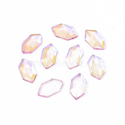 Glass Rhinestone Cabochons, Nail Art Decoration Accessories, Faceted, Hexagon, Pink, 8x4x1.5mm(MRMJ-N027-044A)