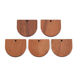 Natural Walnut Wood Pendants, Half Oval, Tan, 23.5x27x2.5mm, Hole: 1.8mm(X-WOOD-N011-010)