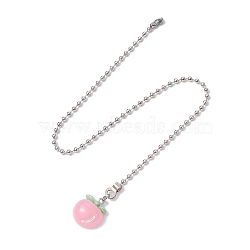 Vegetable Resin Ceiling Fan Pull Chain Extenders, with Iron Chains, Peach, 335x3mm, Pendant: 21x17.5x9mm(FIND-JF00117-05)