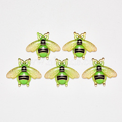 Transparent Acrylic Pendants, with Plated Bottom, Bees, Lime, 26.5x32.5x4mm, Hole: 1mm(X-TACR-R140-07B)