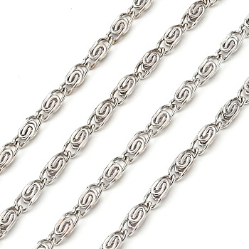 Lumachina Iron Chains, Unwelded, Silver Color, with Spool, Platinum, 6.5x2.5x1mm, about 328.08 Feet(100m)/roll