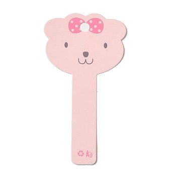 Cardboard Hair Clip Display Cards, Bear, Pink, 9.5x5x0.04cm, Hole: 6mm