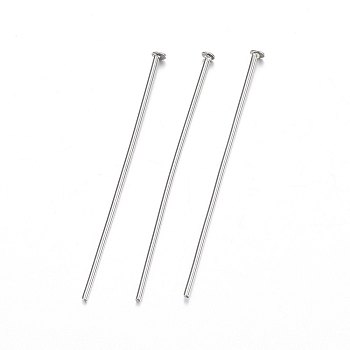 304 Stainless Steel Flat Head Pins, Stainless Steel Color, 38x0.8mm, Head: 2mm