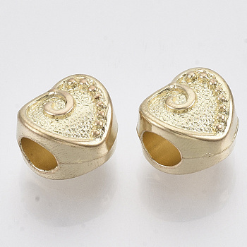 CCB Plastic European Beads, Large Hole Beads, Heart, Light Gold, 11x12x9mm, Hole: 5mm, about 765pcs/450g