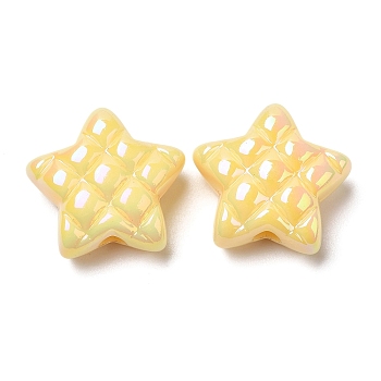 Opaque Acrylic Beads, AB Color Plated, Star, Champagne Yellow, 19.5x19.5x9mm, Hole: 3.5mm