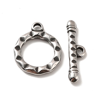 316 Stainless Steel Toggle Clasps, Ring, Antique Silver, Ring: 19.5x16x2mm, Hole: 2mm, Bar: 6x23x3mm, Hole: 2mm