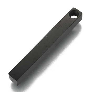 Ion Plating(IP) 304 Stainless Steel Polished Pendant, Bar, Black, 40x5x5mm, Hole: 3~3.5mm