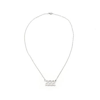 Number Necklace, 304 Stainless Steel 222 Pendants Necklace, Lucky Numerology Jewelry for Women, Stainless Steel Color, 18.42inch(46.8cm), Pendant: 13x26x1.5mm