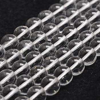 Natural Quartz Crystal Bead Strands, Round, Grade A, Clear, 10mm, Hole: 1mm, about 37pcs/strand, 14.9 inch~15.1 inch