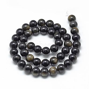 Chapelets de perles en obsidienne dorée naturelle(G-R446-10mm-22)-2
