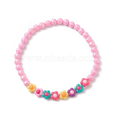 Acrylic Flower & Faceted Round Beaded Necklaces(NJEW-JN04191)-5