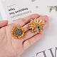 2Pcs 2 Style Sunflower and Bee Clear Cubic Zirconia Badges Pins with Enamel(JX167A)-2