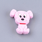 Food Grade Eco-Friendly Silicone Focal Beads, Puppy, Beagle Dog, Pearl Pink, 28x25x7.5mm, Hole: 2mm(SIL-T052-01C)