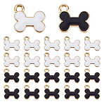 40Pcs 2 Colors Bone Alloy Charms, with Enamel, Cadmium Free & Lead Free, Light Gold, Mixed Color, 11.5x13x2mm, Hole: 1.6mm, 20pcs/color(ENAM-AR0001-82)