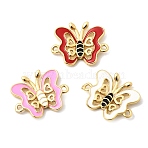 Brass Enamel Hollow Insect Connector Charms, Butterfly Links, Long-Lasting Plated, Cadmium Free & Lead Free, Rack Plating, Real 18K Gold Plated, Mixed Color, 18x22.5x3.5mm, Hole: 1.6mm(KK-A296-05G)