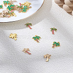 24Pcs 2 Styles Alloy Enamel Pendants, Coconut Tree, Light Gold, Green, 18~19x13~15x2~2.5mm, Hole: 1.2~1.8mm, 12pcs/style(ENAM-LP0001-25)