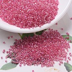 MIYUKI Delica Beads, Cylinder, Japanese Seed Beads, 11/0, (DB0075) Dark Coral Lined Crystal AB, 1.3x1.6mm, Hole: 0.8mm, about 10000pcs/bag, 50g/bag(SEED-X0054-DB0075)